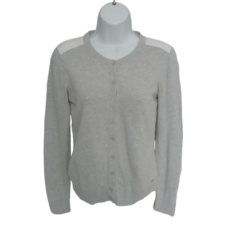Tommy Hilfiger Cotton Button Down Cardigan Light Gray Small